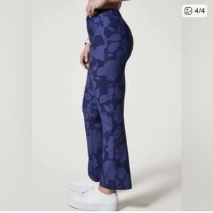 Spanx Sunshine Kick Flare Floral Quick Dry Blue Pants Womens Size XL Tall New